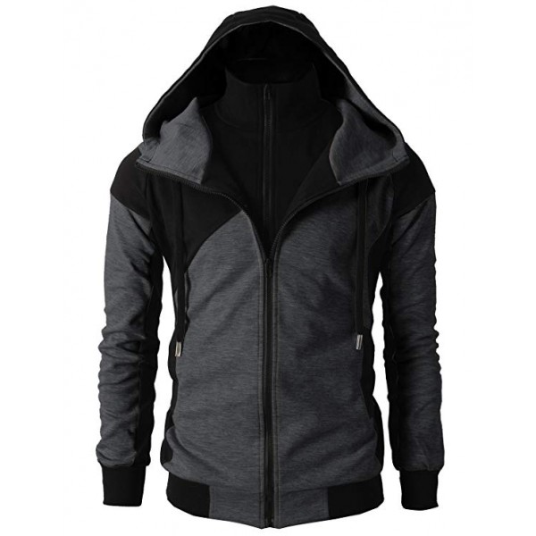 Mens Fashion Double Zipper Closer Hoodie...