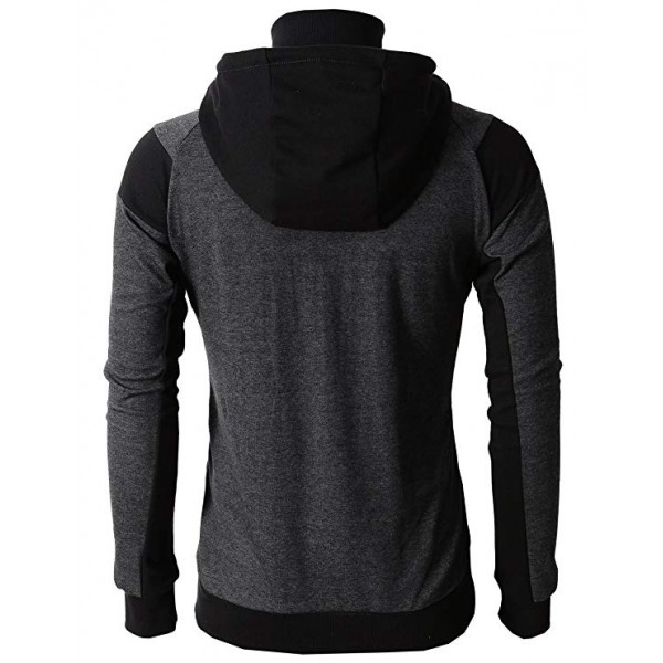 Mens Fashion Double Zipper Closer Hoodie Zip-Up 