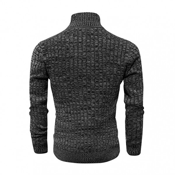Men's Knit Cardigan Sweaters Slim Fit Stand Collar Zipper with 2 Side Pockets