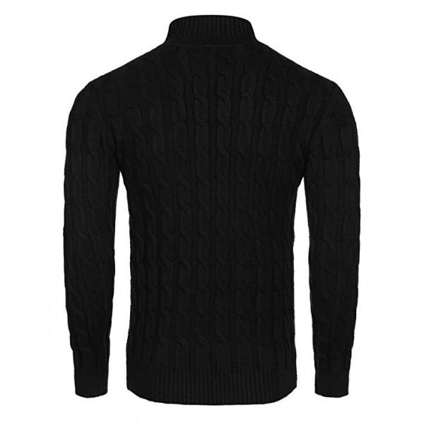 Men's Slim Fit Turtleneck Sweater Casual Twisted Knitted Pullover Sweaters