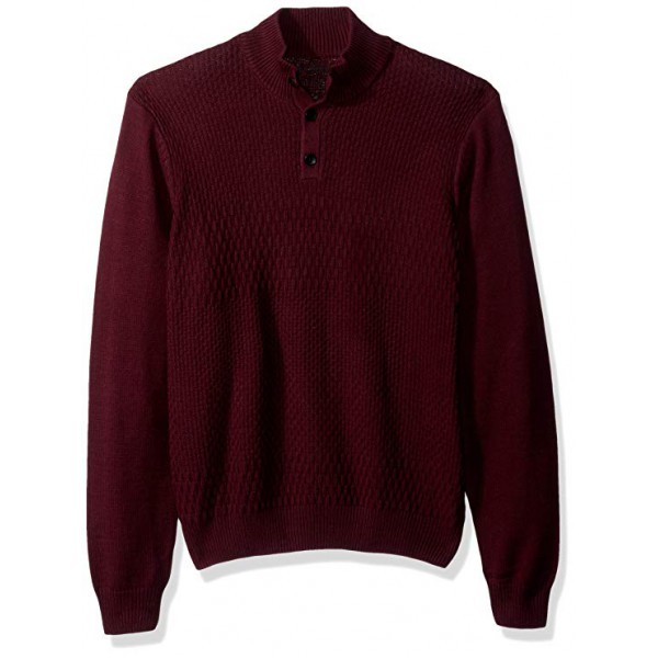 Men's Solid Textured Mock Neck Sweater