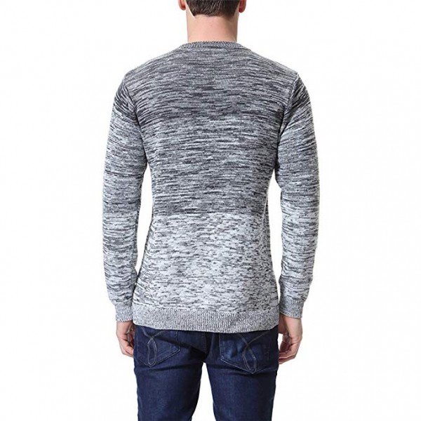 Men's Pullover Knitted Sweater Crewneck Long Sleeve Gradient Color Slim Fit