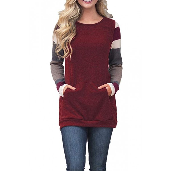 Women's Cotton Knitted Long Sleeve Lightweight Tunic Sweatshirt Tops