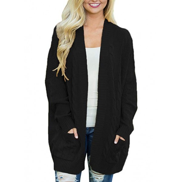 Womens Fashion Open Front Long Sleeve Cardigans Sweater Pocket