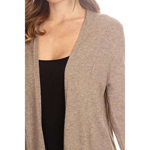 Womens Basic Open Front Knit Cardigan Sweater Top W/Pockets
