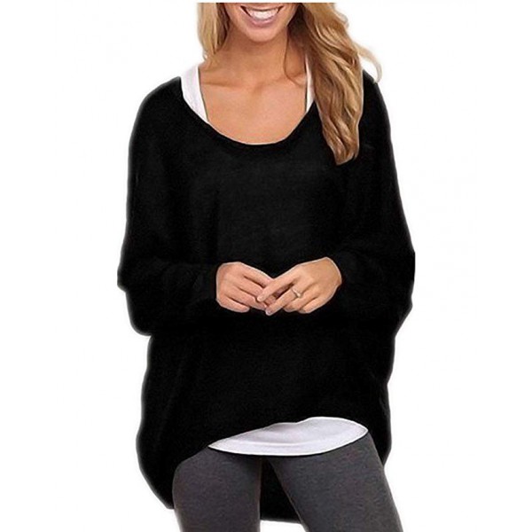Women's Sexy Long Batwing Sleeve Loose Pullover Casual Top Blouse T-Shirt