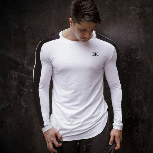 New Fashion High-elasticity Sporting T-shirt Men long Sleeve Fitness T shirt Men's solid gyms Bodybuilding T-shirt Tee