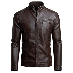 Men's Casual Motorcycle Faux Leather Jac...