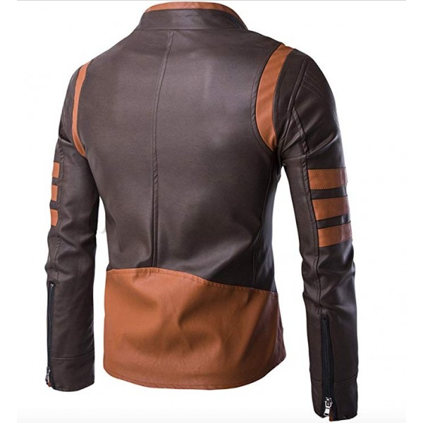 Men Vintage Faux Leather Motorcycle Jacket Brown Men Vintage Faux Leather Motorcycle Jacket Brown