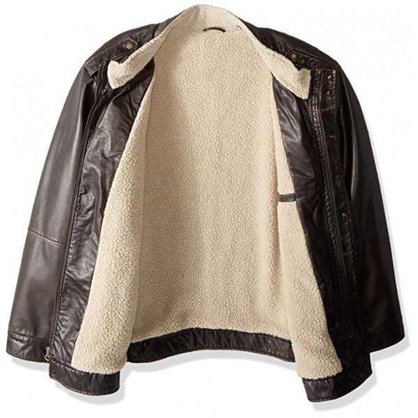 Men's Vintage Deer Faux Leather Sherpa Military Jacket