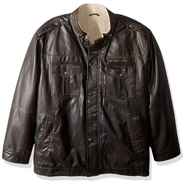 Men's Vintage Deer Faux Leather Sherpa M...