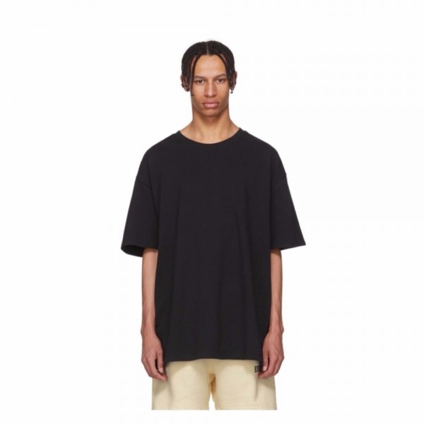 Double stranded double yarn fabric T-shirt fog black and white couple hip-hop short sleeved