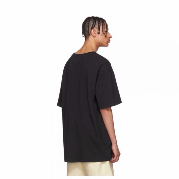 Double stranded double yarn fabric T-shirt fog black and white couple hip-hop short sleeved